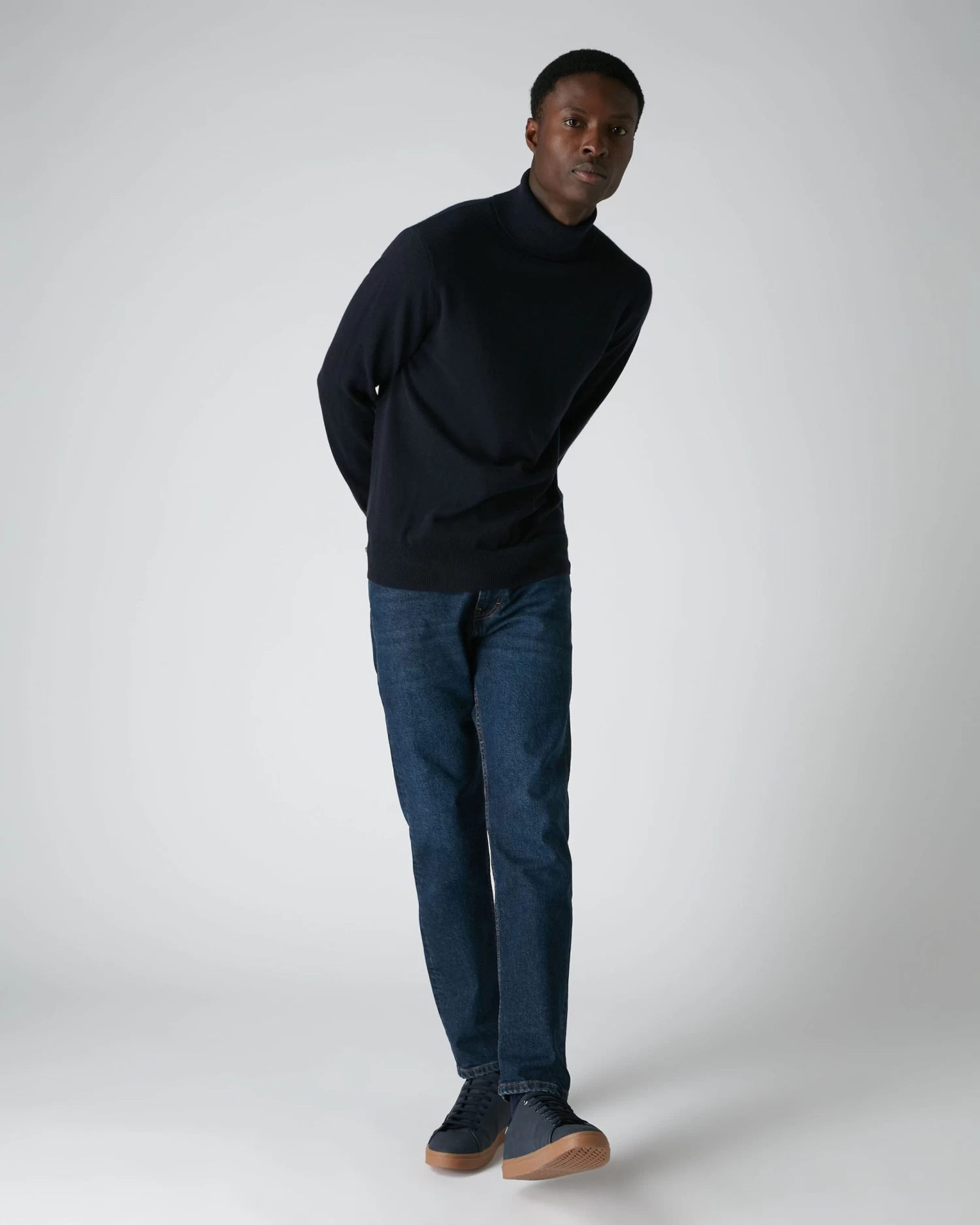 Men's Trafalgar Polo Neck Cashmere Jumper Navy Blue 5 Men's Trafalgar Polo Neck Cashmere Jumper Navy Blue - Image 3