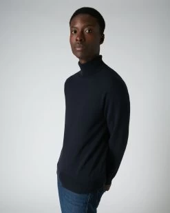 Men's Trafalgar Polo Neck Cashmere Jumper Navy Blue 11 Men's Trafalgar Polo Neck Cashmere Jumper Navy Blue -Cozy Fashion Shop AW21 NPG000120R N60 5