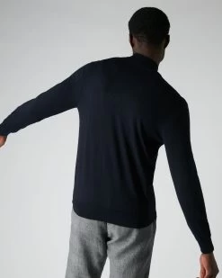 Men's Conduit Fine Gauge Cashmere Jumper Navy Blue -Cozy Fashion Shop AW21 NPG000130R NVY 4