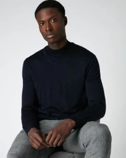 Men's Conduit Fine Gauge Cashmere Jumper Navy Blue