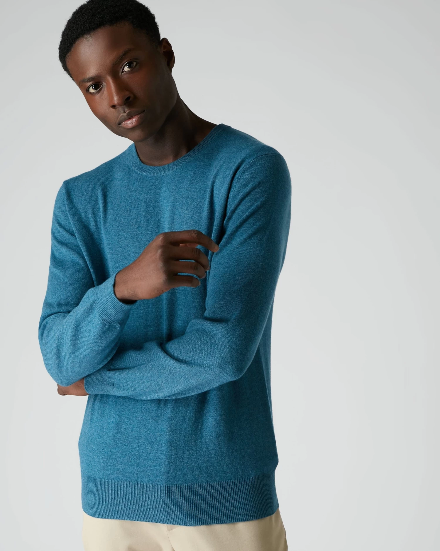 007 Crew Neck Cashmere Jumper Blue Wave 5 007 Crew Neck Cashmere Jumper Blue Wave - Image 3