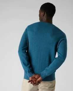 007 Crew Neck Cashmere Jumper Blue Wave 15 007 Crew Neck Cashmere Jumper Blue Wave -Cozy Fashion Shop AW21 NPG000132JB BLW 4