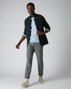 Men's Oxford Round Neck Cashmere Jumper Cornflower Blue -Cozy Fashion Shop AW21 NPG000132R C31 3