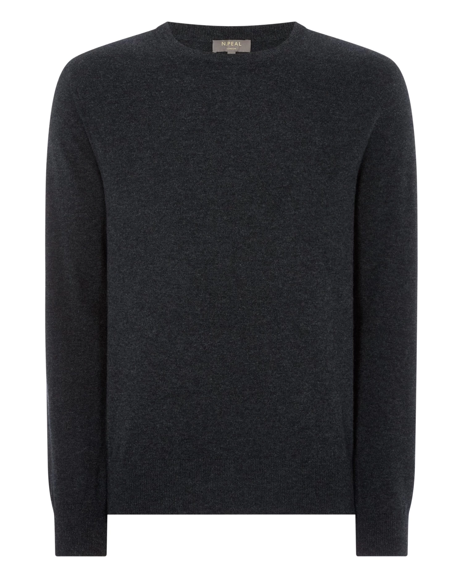 Men's Oxford Round Neck Cashmere Jumper Dark Charcoal Grey 4 Men's Oxford Round Neck Cashmere Jumper Dark Charcoal Grey - Image 2
