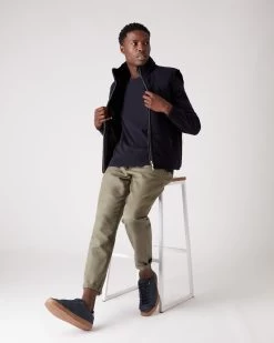 Men's Oxford Round Neck Cashmere Jumper Navy Blue -Cozy Fashion Shop AW21 NPG000132R N60 3