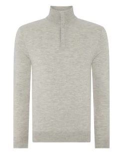 Men's Regent Fine Gauge Cashmere Half Zip Jumper Fumo Grey -Cozy Fashion Shop AW21 NPG000198R FUM 2