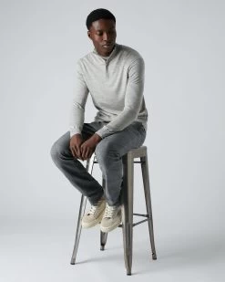 Men's Regent Fine Gauge Cashmere Half Zip Jumper Fumo Grey -Cozy Fashion Shop AW21 NPG000198R FUM 3