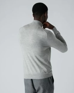 Men's Regent Fine Gauge Cashmere Half Zip Jumper Fumo Grey -Cozy Fashion Shop AW21 NPG000198R FUM 4