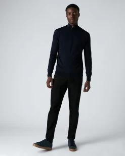 Men's Regent Fine Gauge Cashmere Half Zip Jumper Navy Blue -Cozy Fashion Shop AW21 NPG000198R NVY 3