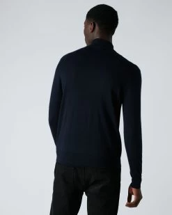 Men's Regent Fine Gauge Cashmere Half Zip Jumper Navy Blue -Cozy Fashion Shop AW21 NPG000198R NVY 4