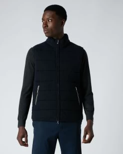 Men's Mall Quilted Cashmere Gilet Navy Blue