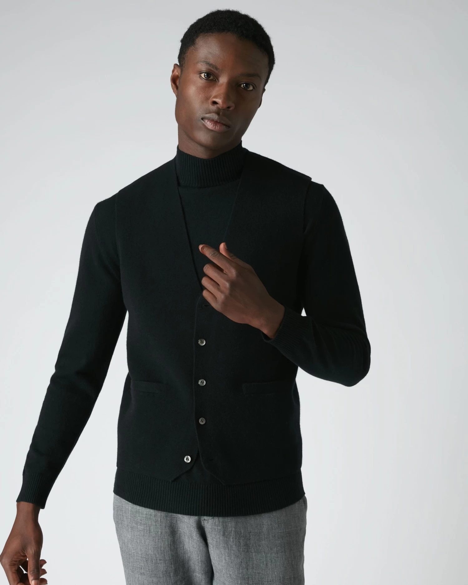 Men's Chelsea Cashmere Waistcoat Black 7 Men's Chelsea Cashmere Waistcoat Black - Image 5