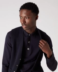 Men's Chelsea Cashmere Waistcoat Navy Blue -Cozy Fashion Shop AW21 NPG000221 N60 5