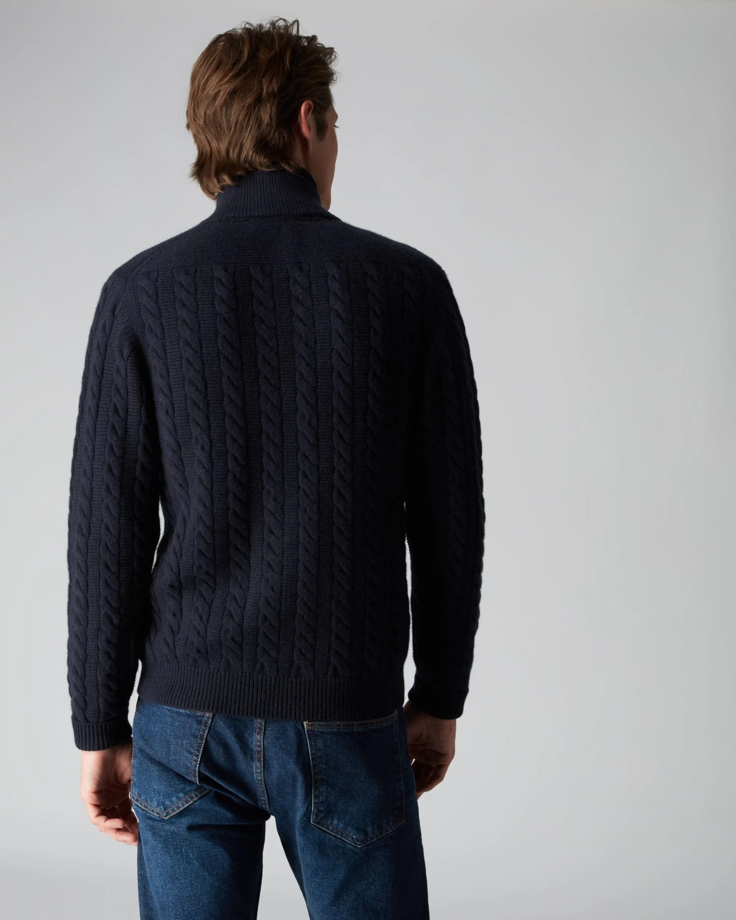Men's Richmond Cable Cashmere Cardigan Navy Blue 6 Men's Richmond Cable Cashmere Cardigan Navy Blue - Image 4