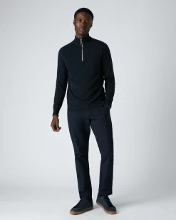 Men's Carnaby Half Zip Cashmere Jumper Navy Blue -Cozy Fashion Shop AW21 NPG000225C N62 3