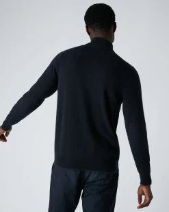 Men's Carnaby Half Zip Cashmere Jumper Navy Blue -Cozy Fashion Shop AW21 NPG000225C N62 4