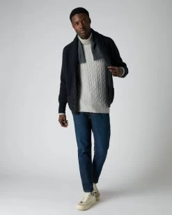 007 Cable Roll Neck Cashmere Jumper Fumo Grey -Cozy Fashion Shop AW21 NPG000299JB FUM 3