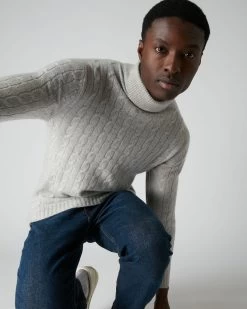 007 Cable Roll Neck Cashmere Jumper Fumo Grey -Cozy Fashion Shop AW21 NPG000299JB FUM 5