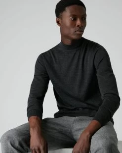 007 Fine Gauge Cashmere Mock Turtle Neck Jumper Dark Charcoal Grey 13 007 Fine Gauge Cashmere Mock Turtle Neck Jumper Dark Charcoal Grey -Cozy Fashion Shop AW21 NPG000300JB DKC 1