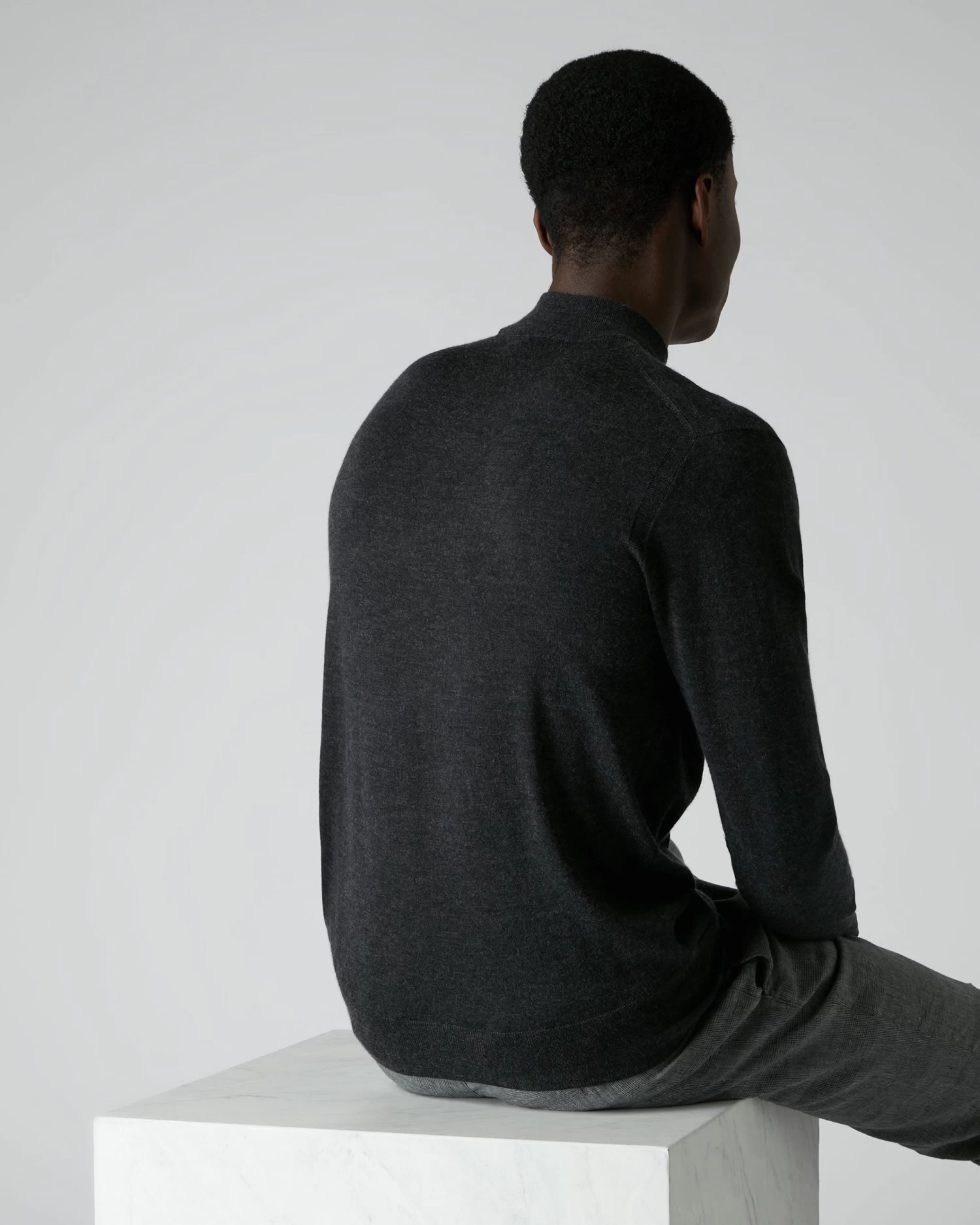 007 Fine Gauge Cashmere Mock Turtle Neck Jumper Dark Charcoal Grey 7 007 Fine Gauge Cashmere Mock Turtle Neck Jumper Dark Charcoal Grey - Image 5