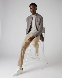 Men's Fine Gauge Cashmere Mock Turtle Neck Jumper Fumo Grey -Cozy Fashion Shop AW21 NPG000300 FUM 3