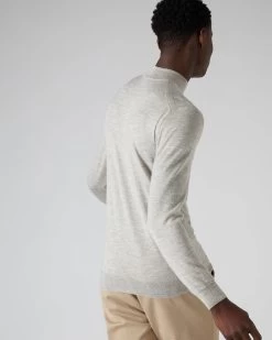 Men's Fine Gauge Cashmere Mock Turtle Neck Jumper Fumo Grey -Cozy Fashion Shop AW21 NPG000300 FUM 4