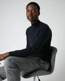 Men's Turtle Neck Cashmere Jumper Navy Blue -Cozy Fashion Shop AW21 NPG000450 NVY 5