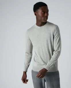 Men's Covent Fine Gauge Cashmere Round Neck Jumper Fumo Grey -Cozy Fashion Shop AW21 NPG000476 FUM 1