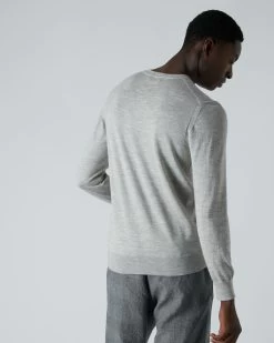 Men's Covent Fine Gauge Cashmere Round Neck Jumper Fumo Grey -Cozy Fashion Shop AW21 NPG000476 FUM 4