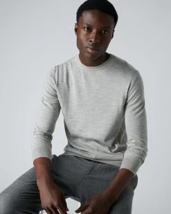 Men's Covent Fine Gauge Cashmere Round Neck Jumper Fumo Grey