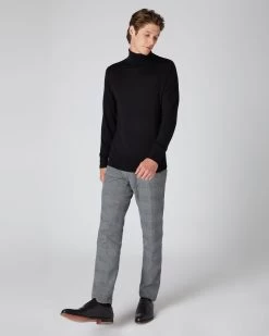 Men's Pimlico Fine Gauge Cashmere Roll Neck Jumper Black -Cozy Fashion Shop AW21 NPG107701 BLK 3