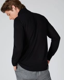 Men's Pimlico Fine Gauge Cashmere Roll Neck Jumper Black -Cozy Fashion Shop AW21 NPG107701 BLK 4