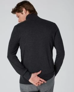 Men's Pimlico Fine Gauge Cashmere Roll Neck Jumper Dark Charcoal Grey -Cozy Fashion Shop AW21 NPG107701 DKC 4