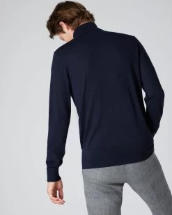 Men's Pimlico Fine Gauge Cashmere Roll Neck Jumper Navy Blue -Cozy Fashion Shop AW21 NPG107701 NVY 4