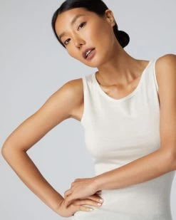 Women's Ella Superfine Cashmere Shell Top New Ivory White -Cozy Fashion Shop AW21 NPW000806 NIV 1