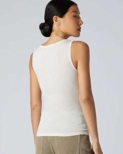 Women's Ella Superfine Cashmere Shell Top New Ivory White -Cozy Fashion Shop AW21 NPW000806 NIV 4