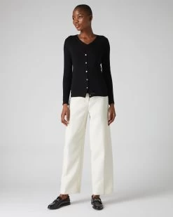 Women's Mia Superfine Cashmere V Neck Cardigan Black -Cozy Fashion Shop AW21 NPW000807 BLK 3