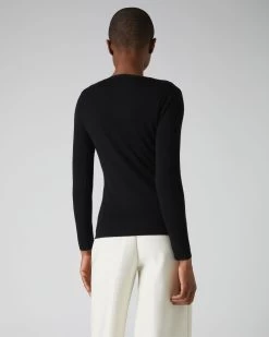 Women's Mia Superfine Cashmere V Neck Cardigan Black -Cozy Fashion Shop AW21 NPW000807 BLK 4