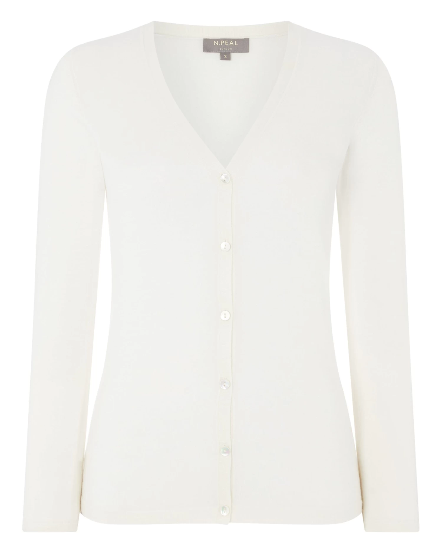 Women's Mia Superfine Cashmere V Neck Cardigan New Ivory White 4 Women's Mia Superfine Cashmere V Neck Cardigan New Ivory White - Image 2