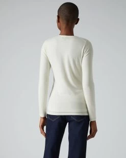 Women's Mia Superfine Cashmere V Neck Cardigan New Ivory White 10 Women's Mia Superfine Cashmere V Neck Cardigan New Ivory White -Cozy Fashion Shop AW21 NPW000807 NIV 4