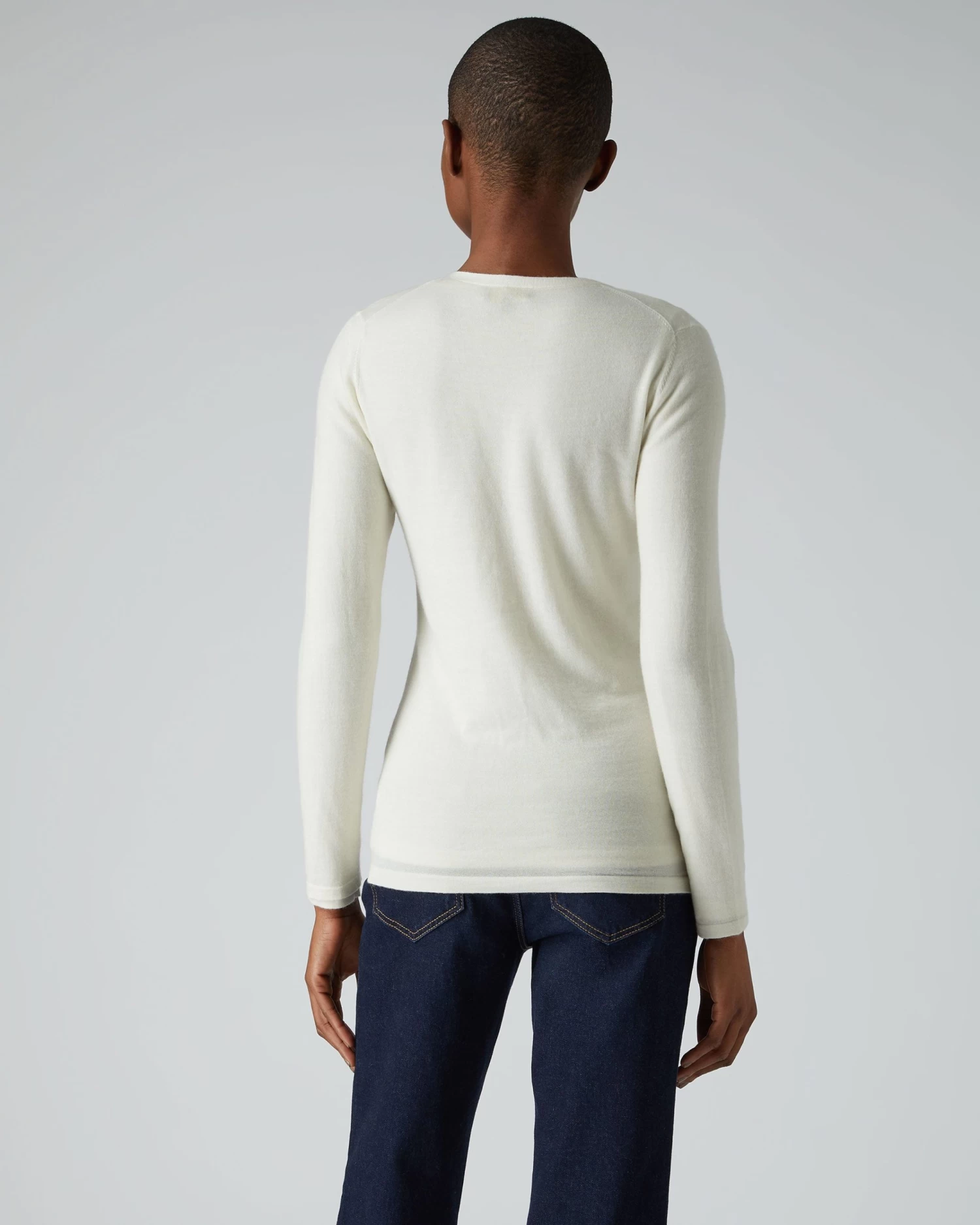 Women's Mia Superfine Cashmere V Neck Cardigan New Ivory White 6 Women's Mia Superfine Cashmere V Neck Cardigan New Ivory White - Image 4