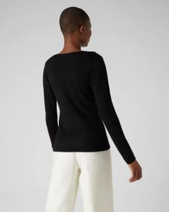 Women's Imogen Superfine Cashmere V Neck Jumper Black -Cozy Fashion Shop AW21 NPW000808 BLK 4