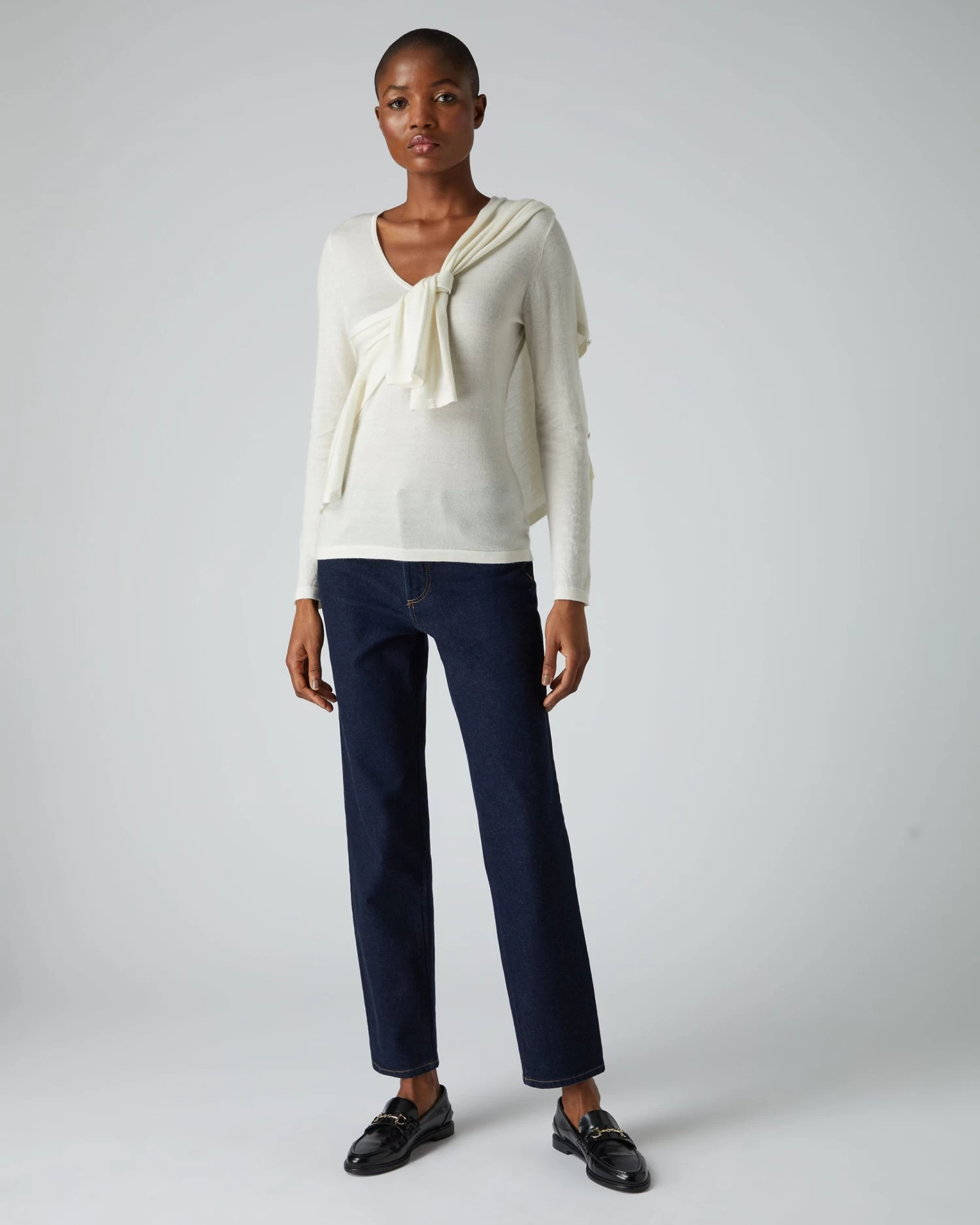 Women's Imogen Superfine Cashmere V Neck Jumper New Ivory White 5 Women's Imogen Superfine Cashmere V Neck Jumper New Ivory White - Image 3