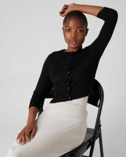 Women's Darcie Superfine Cashmere Cropped Cardigan Black 11 Women's Darcie Superfine Cashmere Cropped Cardigan Black -Cozy Fashion Shop AW21 NPW000831 BLK 1