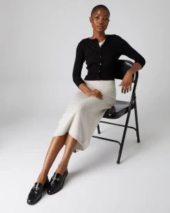 Women's Darcie Superfine Cashmere Cropped Cardigan Black 9 Women's Darcie Superfine Cashmere Cropped Cardigan Black -Cozy Fashion Shop AW21 NPW000831 BLK 3