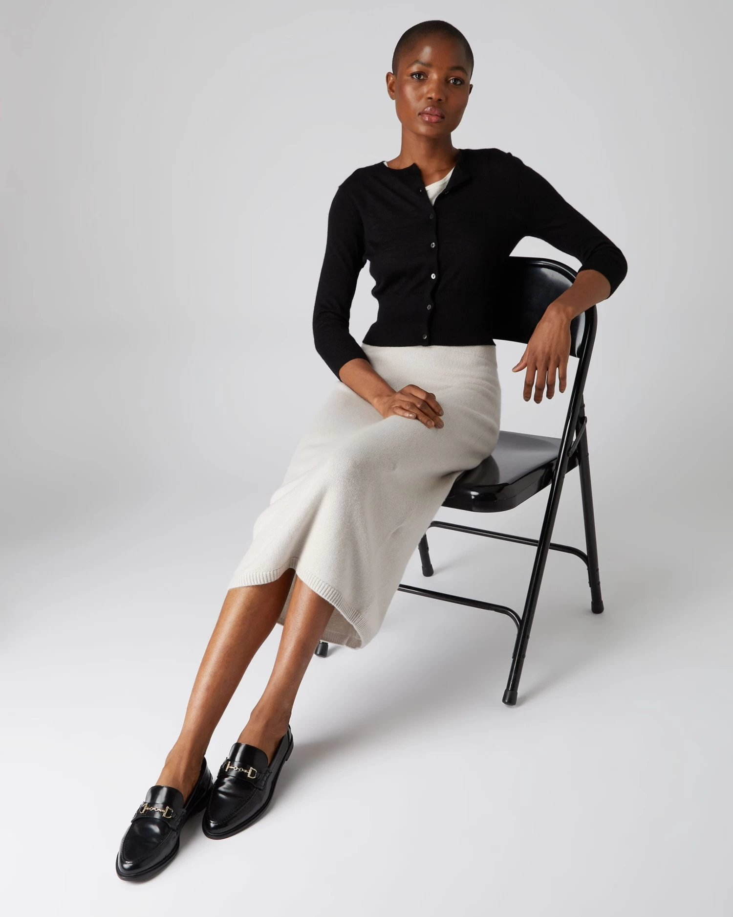 Women's Darcie Superfine Cashmere Cropped Cardigan Black 5 Women's Darcie Superfine Cashmere Cropped Cardigan Black - Image 3