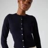 Women's Darcie Superfine Cashmere Cropped Cardigan Navy Blue 2 Women's Darcie Superfine Cashmere Cropped Cardigan Navy Blue -Cozy Fashion Shop AW21 NPW000831 NVY 5