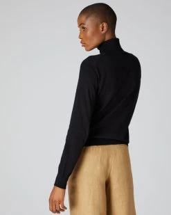 007 Superfine Roll Neck Cashmere Jumper Black -Cozy Fashion Shop AW21 NPW000866JB BLK 4