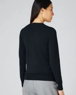 Women's Evie Classic Round Neck Cashmere Jumper Black 10 Women's Evie Classic Round Neck Cashmere Jumper Black -Cozy Fashion Shop AW21 NPW000928B B50 4