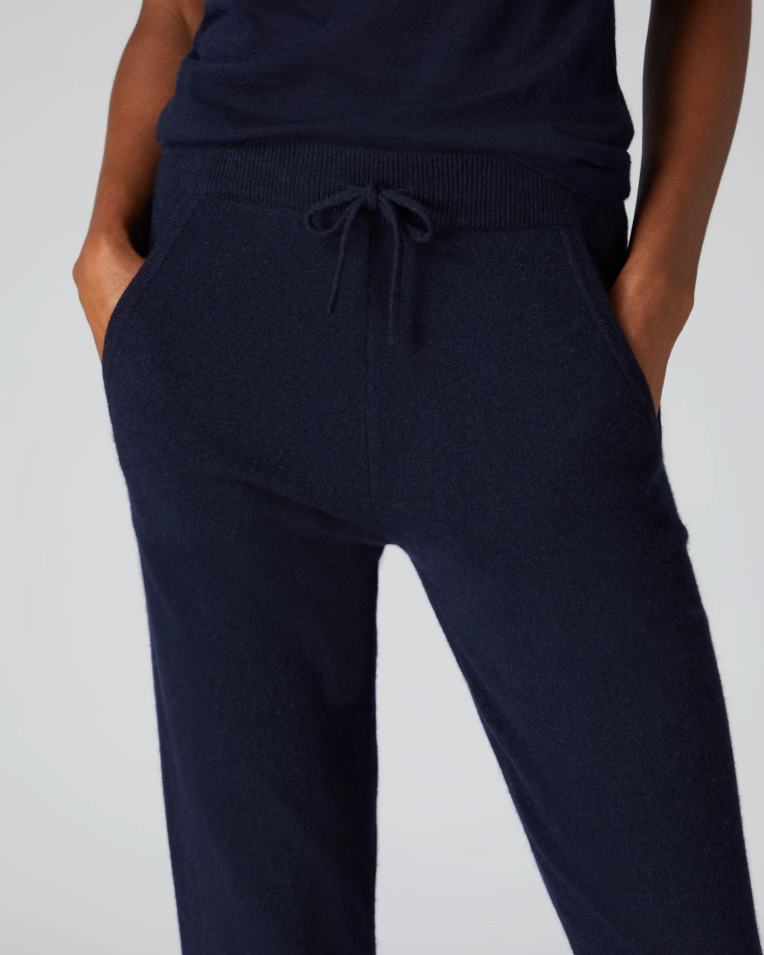 Women's Tabitha Plain Cashmere Lounge Trousers Navy Blue 7 Women's Tabitha Plain Cashmere Lounge Trousers Navy Blue - Image 5